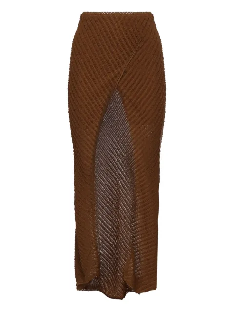 Charo Ruiz Ibiza Eris ribbed side-slit skirt Brown 255403BROWN