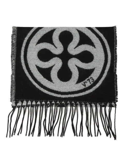 V°73 logo-jacquard fringe-edge scarf Black 73SP8FT03CAROLINENEROBIANCO