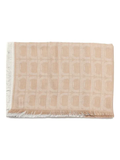 Ferragamo patterned fringed scarf Brown 520142785241002