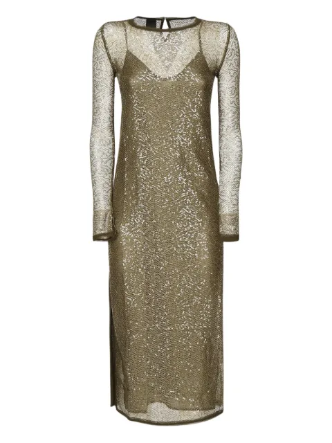 PINKO sequin-embellished mesh midi dress Green 104709A2EXX26
