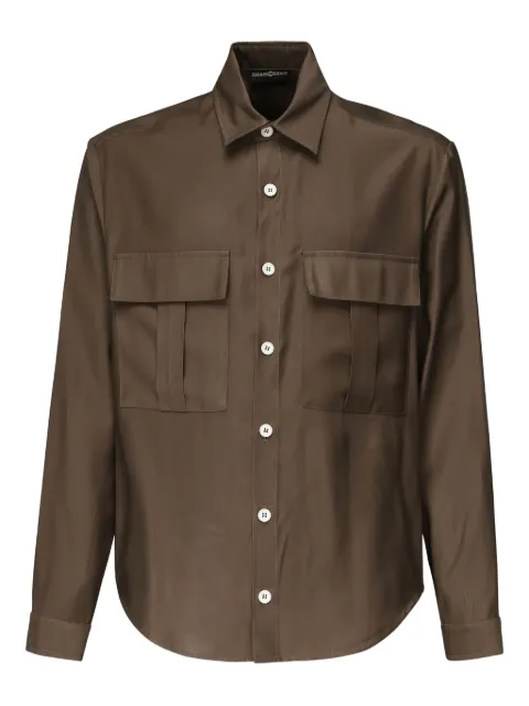 Giuliano Galiano button-flap pocket shirt Brown LIZARDARMY