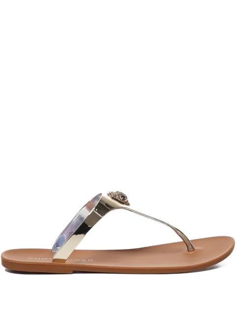 Kurt Geiger London logo-detail T-bar flip-flops Brown 9796360979