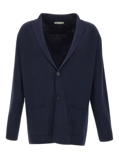 Filippo De Laurentiis peak-lapel wool cardigan Blue RJMLMPTWM14M881