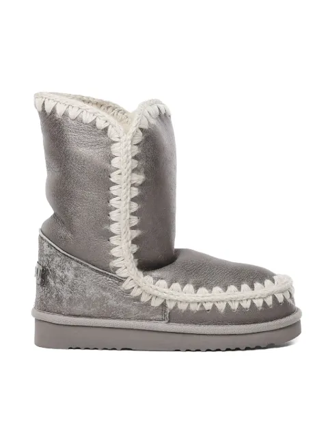 Mou 24 crochet-detail boots Grey FW101000C