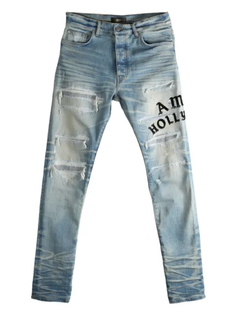 AMIRI distressed embroidered jeans Brown AMDNSY1152