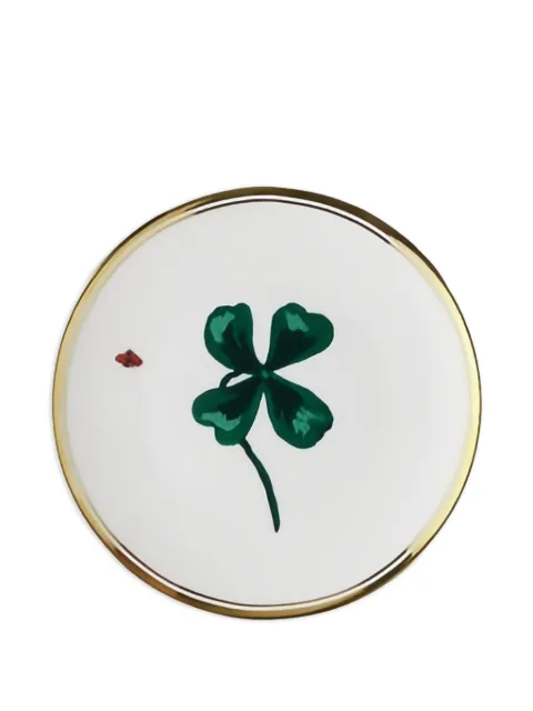 Bitossi Home four-leaf clover gold-rim plate (17cm) White FTB00263SET6
