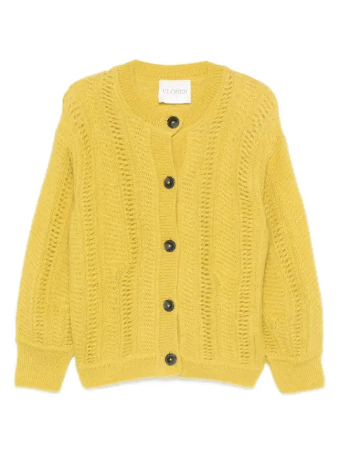 Closed cable-knit cardigan Yellow C9629898922