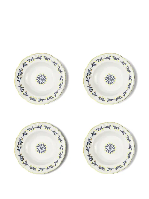 Bitossi Home marine-print deep plate (set of four) White ABR00042SET4