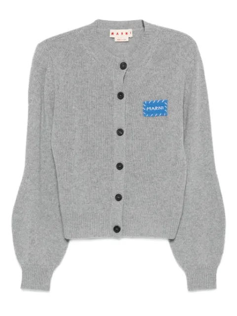 Marni button-fastening logo-patch cardigan Grey CDMD0353A0UFX325