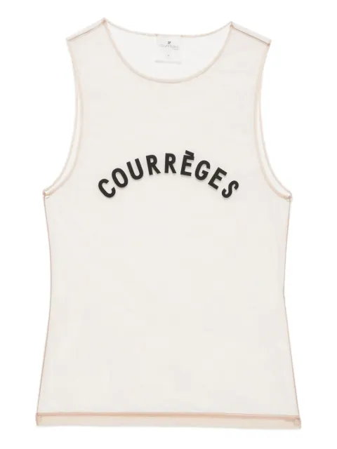 Courrèges logo-print tulle top Neutrals 325JTO459PA0140