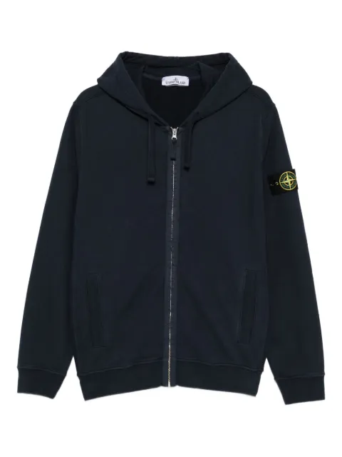 Stone Island logo-patch zip-up hoodie Blue K2S156100067S0A20