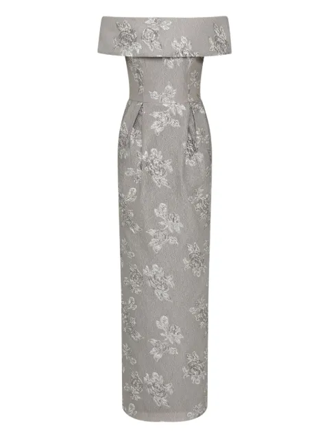 Rebecca Vallance Ruth off-shoulder floral gown Silver RVBR1436
