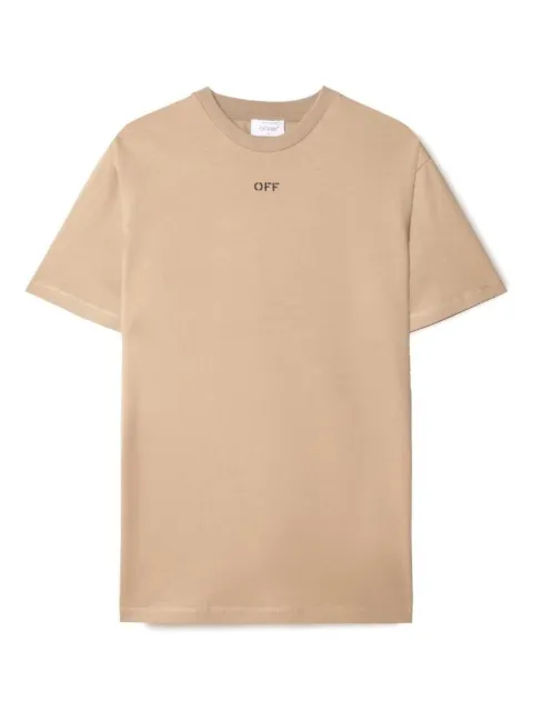Off-White stitch-detail T-shirt Brown OMAA027S25JER00G616G