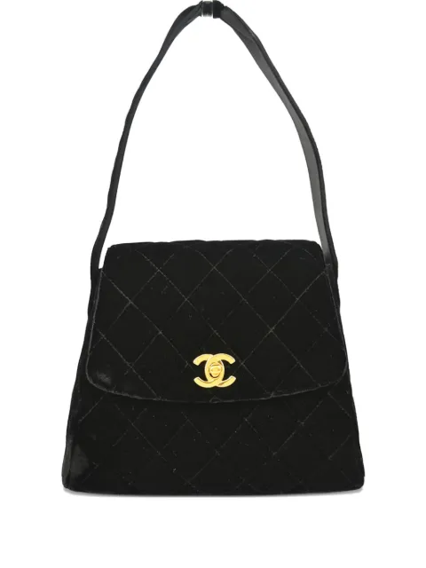 CHANEL Pre-Owned 1997 Diamond-quilting velvet handbag Black 4769958