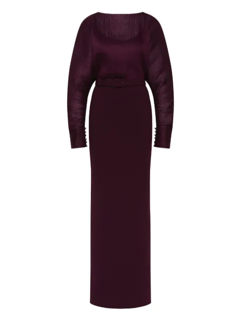 Rebecca Vallance Syrah pleated belted gown Purple RVBR1222