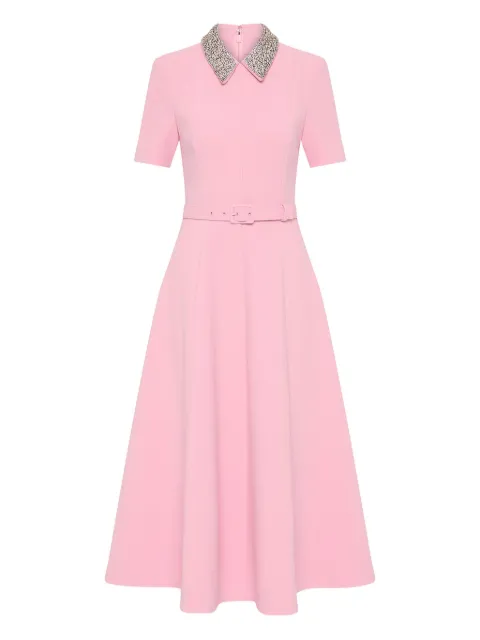 Rebecca Vallance embellished-collar belted dress Pink RVBR1177