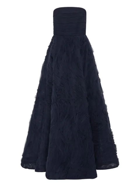Rebecca Vallance Willow strapless ruffled gown Blue RVBR1828