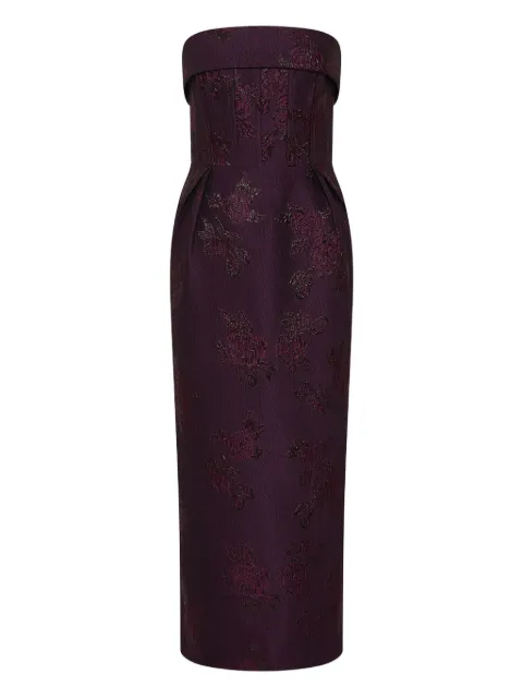 Rebecca Vallance Afina strapless floral-brocade midi dress Purple RVBR1204