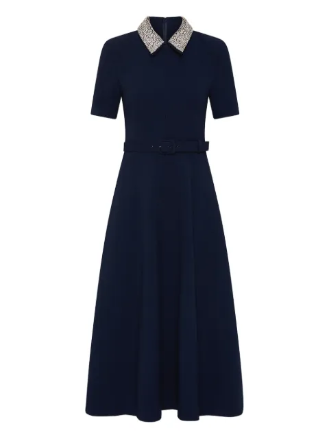 Rebecca Vallance embellished-collar belted dress Blue RVBR1177