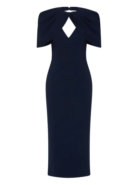 Rebecca Vallance petal-sleeve draped midi dress Blue RVBR1178