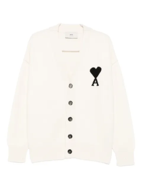 AMI Paris Ami de Coeur monogram wool cardigan Neutrals UKC367018