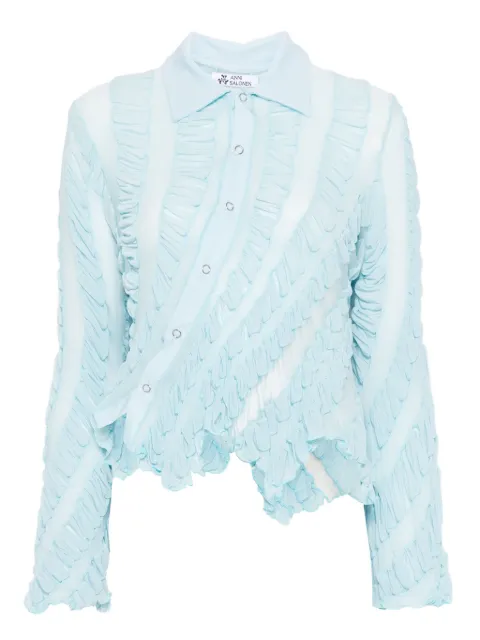 Anni Salonen twisted ruffled shirt Blue RUFFLEBLOUSE