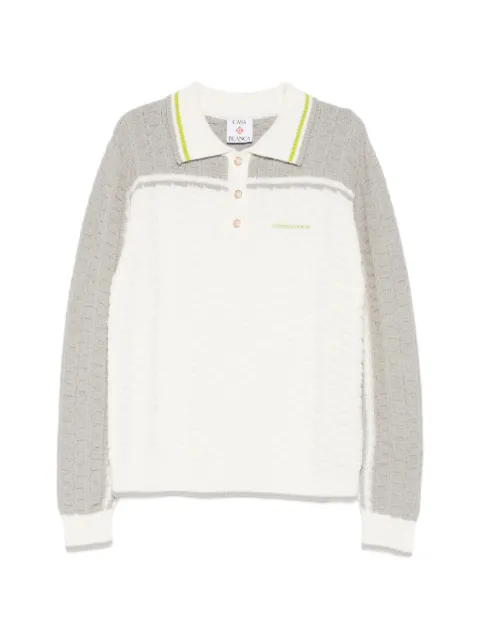 Casablanca long-sleeve boucle polo shirt White MSP26KW121501