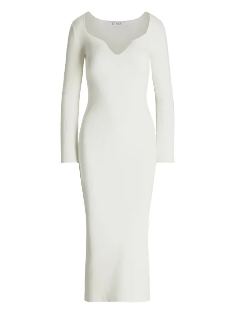 ETHER Taurus side-split long dress White 638E11