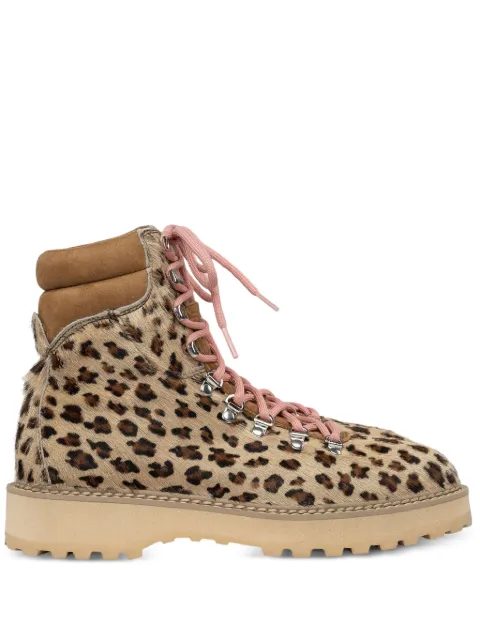 Diemme Monfumo leopard-print lace-up combat boots Brown DI1907MF04