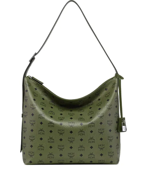 MCM large Aren Hobo Visetos monogram shoulder bag Green MWHESTA02K8