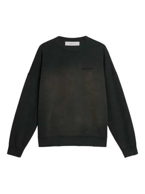 Golden Goose sweatshirt in worn black cotton with logo embroidery Blue GUP01938P002146