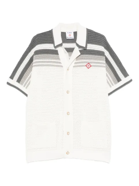 Casablanca Tennis striped button short sleeve shirt White MSP26KW93301