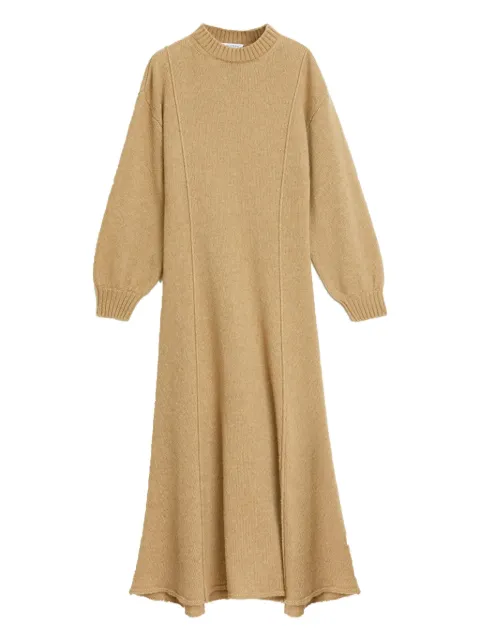 Rodebjer Tanner merino wool seam detail midi dress Brown 2200493