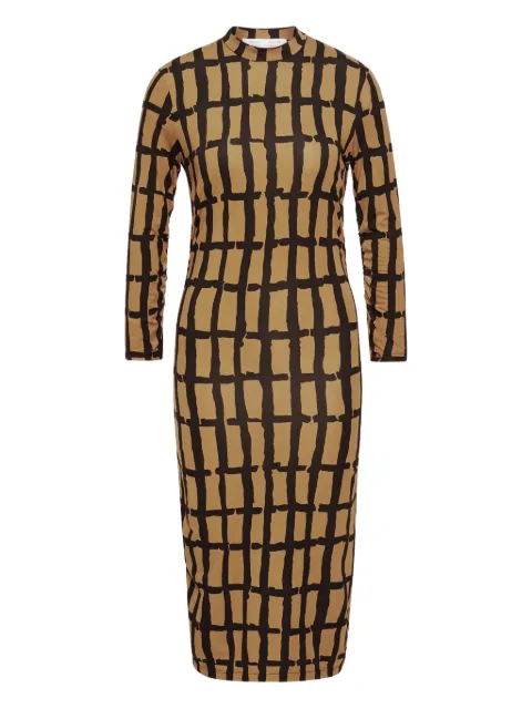 Proenza Schouler grid-print midi dress Neutrals WL2133178