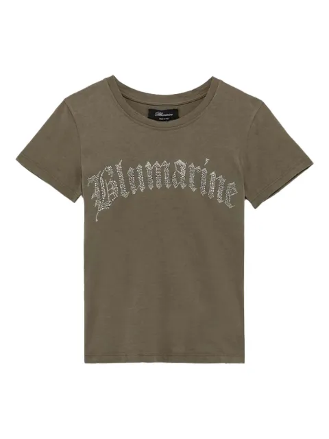 Blumarine crystal-embellished logo T-shirt Brown 4T018A