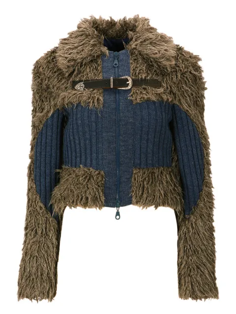 Andersson Bell Olga belted panelled shearling cardigan Grey AWA537W