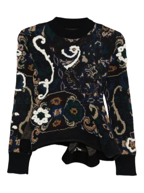 sacai floral-pattern embellished sweater Blue 2507984