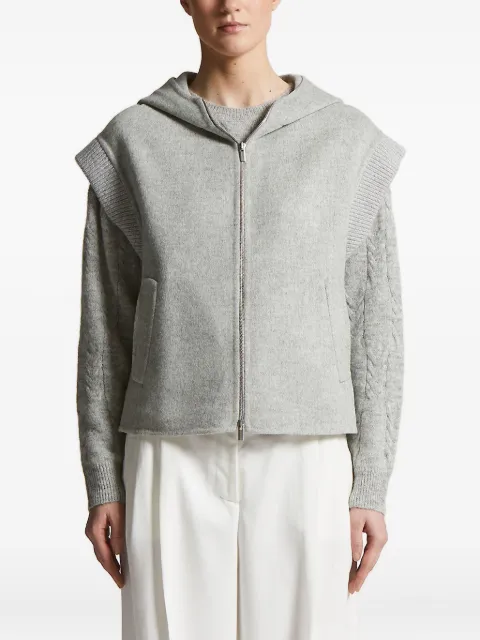 Peserico cable-knit hoodie Grey A03131F05E3195A