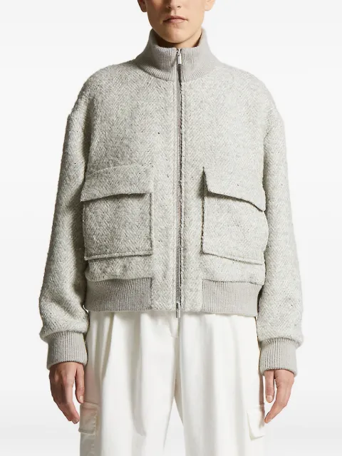 Peserico herringbone-pattern bomber jacket Grey A210228396A