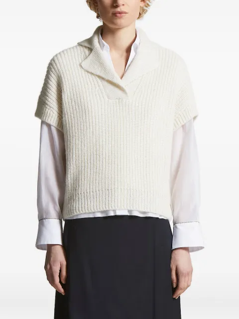 Peserico ribbed collar sweater White A93126F039197A