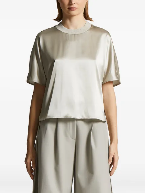 Peserico satin-trimmed boxy top Green A068052372B34B
