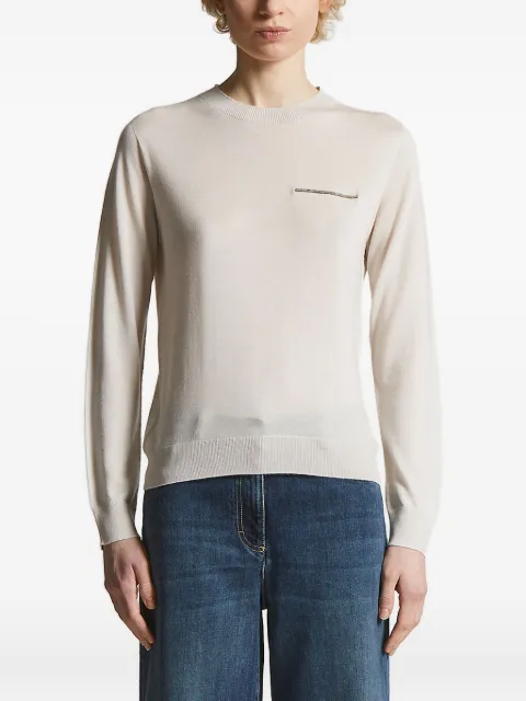 Peserico embellished crew-neck sweater Neutrals A99295F18K09282