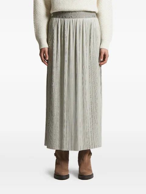 Peserico pleated logo-waistband skirt Neutrals A0528700P3PL000