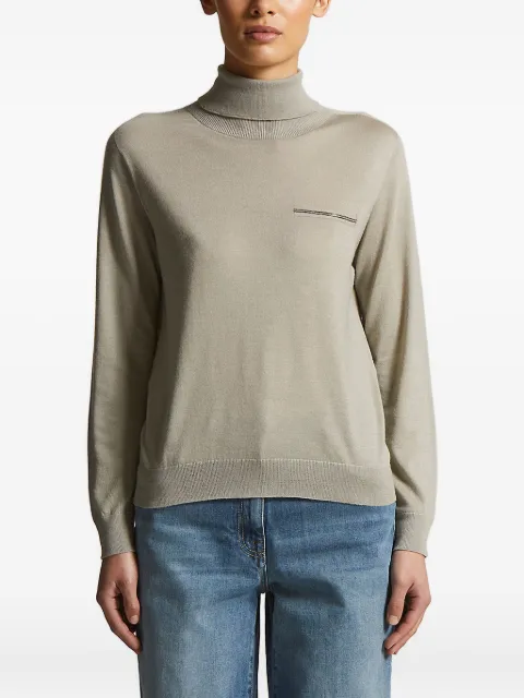 Peserico zip-detail turtleneck sweater Green A99296F18K09282