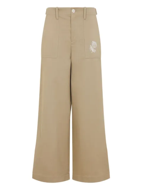 Marni rose-embroidered pocket trousers Neutrals PAMA0580S0UTC541