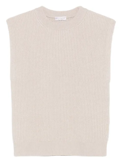 Brunello Cucinelli ribbed sleeveless sweater Neutrals M16725100C9504