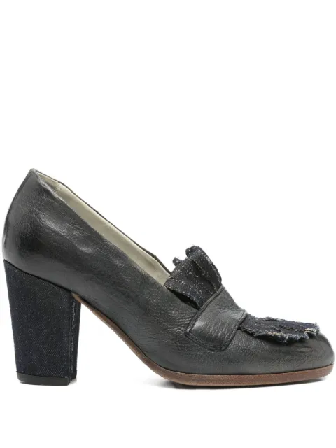 Sartori Gold 70mm denim-detail block-heel loafers Blue 21441