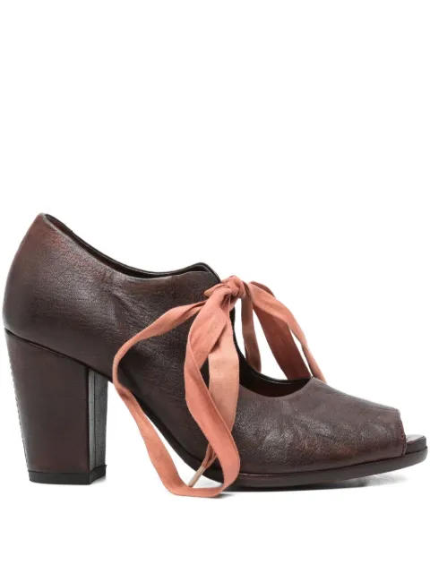 Sartori Gold 70mm laced peep-toe pumps Brown 11445