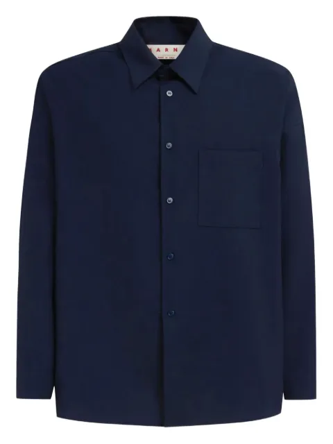 Marni deep blue tropical wool long-sleeved shirt Blue CUMU0061A3UTW839