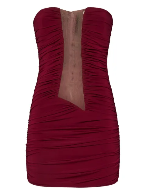 Nensi Dojaka draped mesh-panel mini dress Red NDDR2791001401
